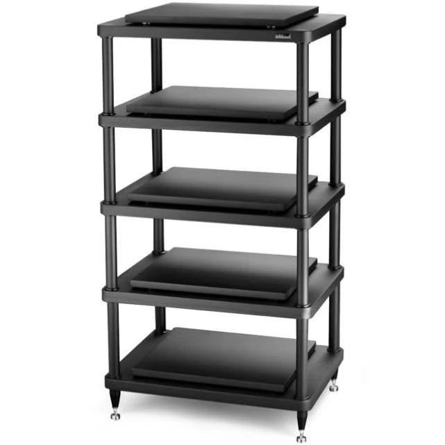 Premium Solidsteel S5 Series Audio Rack - High-End HiFi Equipment Stand for Turntables & Speakers (Black) - Perfect for Home Theater & Audiophile Setups