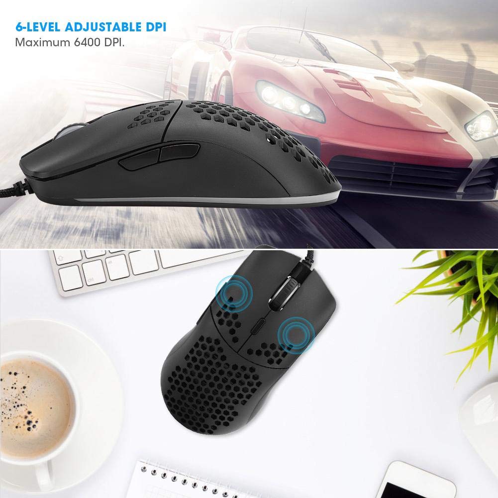 Topiky Wired Gaming Mouse - USB Macro Programmable RGB Mouse with 6 Lighting Modes & 6400 DPI Adjustable Sensitivity | Plug & Play for Windows PC | Perfect for FPS, MOBA & Esports Gaming