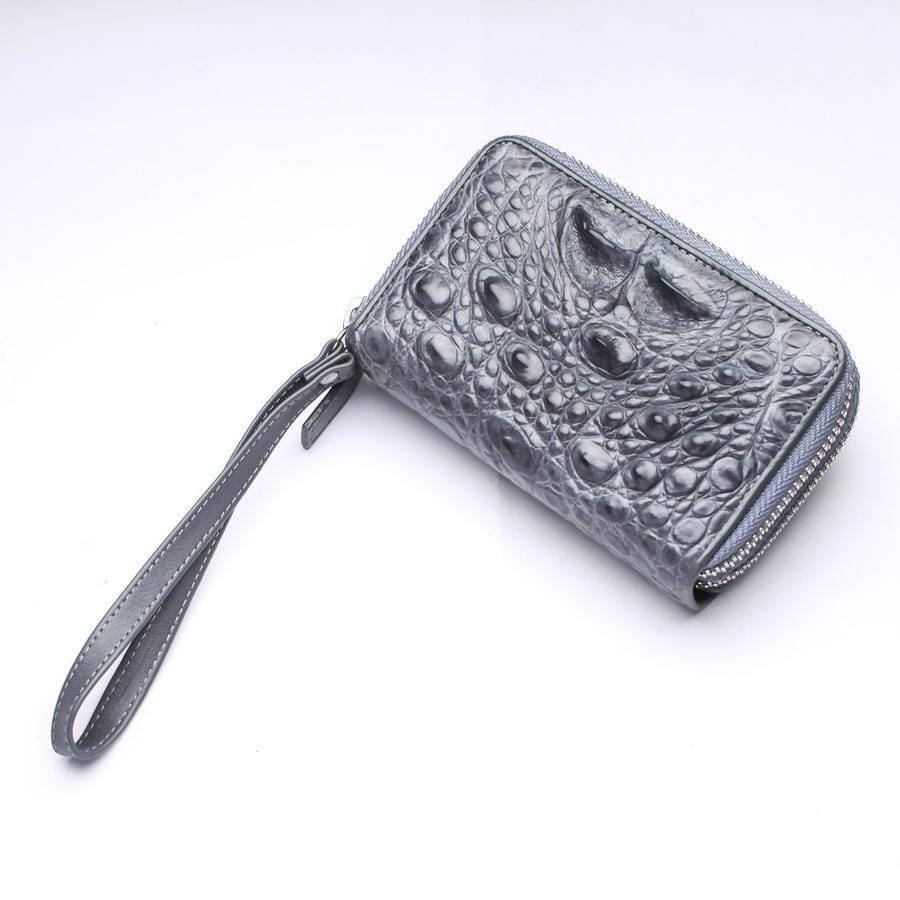 Luxury Gray Crocodile Leather Wallet for Men - Slim RFID Blocking Bifold Wallet with Money Clip - Perfect for Business, Travel & Everyday Use
