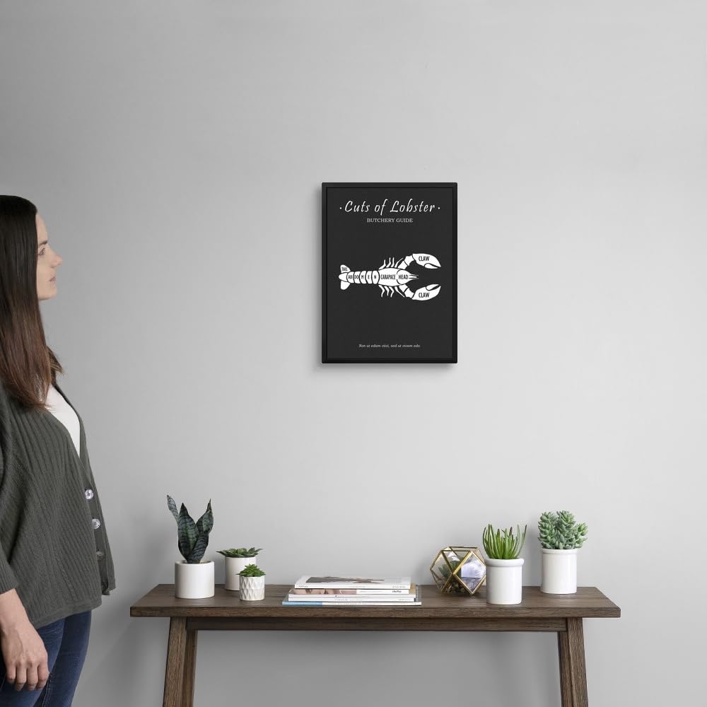 Premium Butchery Lobster Black Float Frame Canvas Art - Elegant Food Artwork for Kitchen, Restaurant & Home Decor
