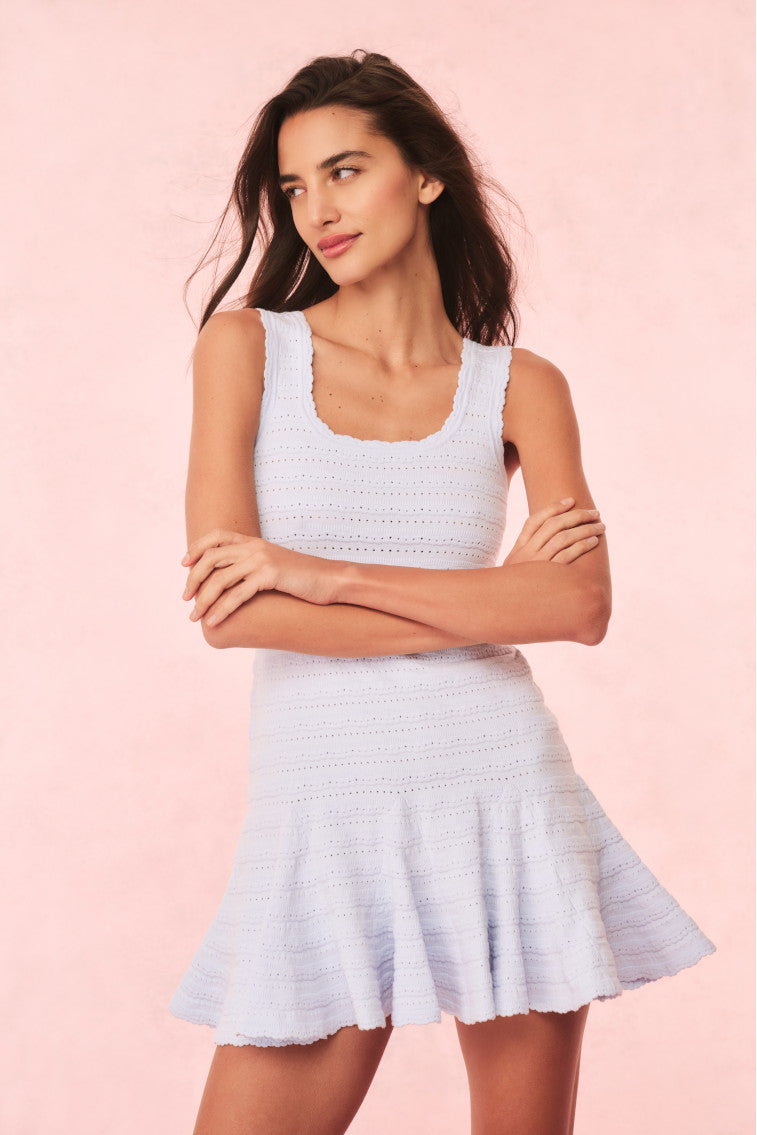 Maryanne Knit Mini Dress - Flowy Summer Dress for Women, Morning Sky Blue, Casual & Party Wear, Perfect for Beach, Vacation & Date Nights
