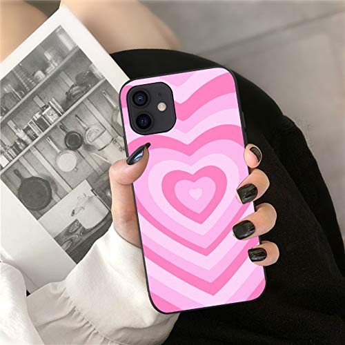 LUOWAN Cute Pink Heart Coffee Latte Pattern iPhone 12/12 Pro Case - Shockproof Slim Fit Soft TPU Protective Phone Cover for Women & Girls (6.1 inch) - Perfect for Daily Use, Valentine's Gifts & Teen Fashion Accessories