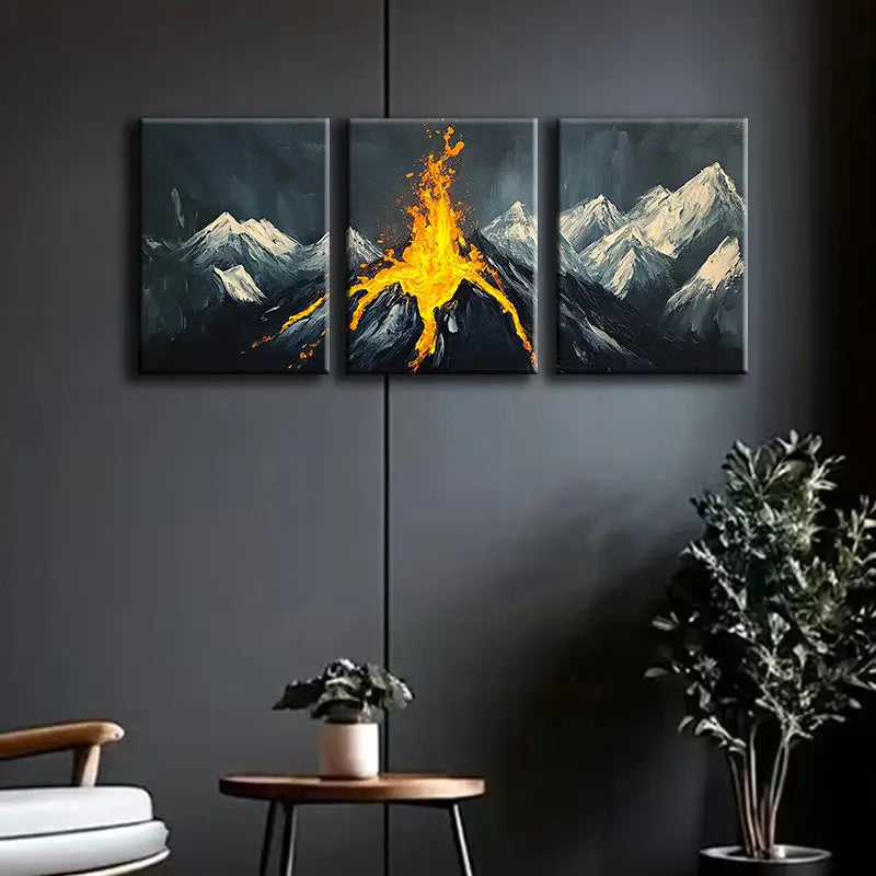 3-Piece Mountain Summit Metal Print Wall Art - Ready to Hang Landscape Decor for Living Room, Office & Bedroom