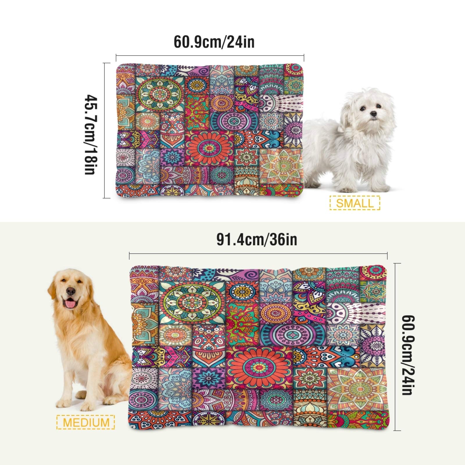 Retro Ottoman Style Dog Bed & Cat Bed - Rectangle Ultra Soft Comfortable Pet Bed for Small Medium Large Dogs - Calming Plush Cushion - 36x24 Inch - Perfect for Living Room, Bedroom or Pet Nursery