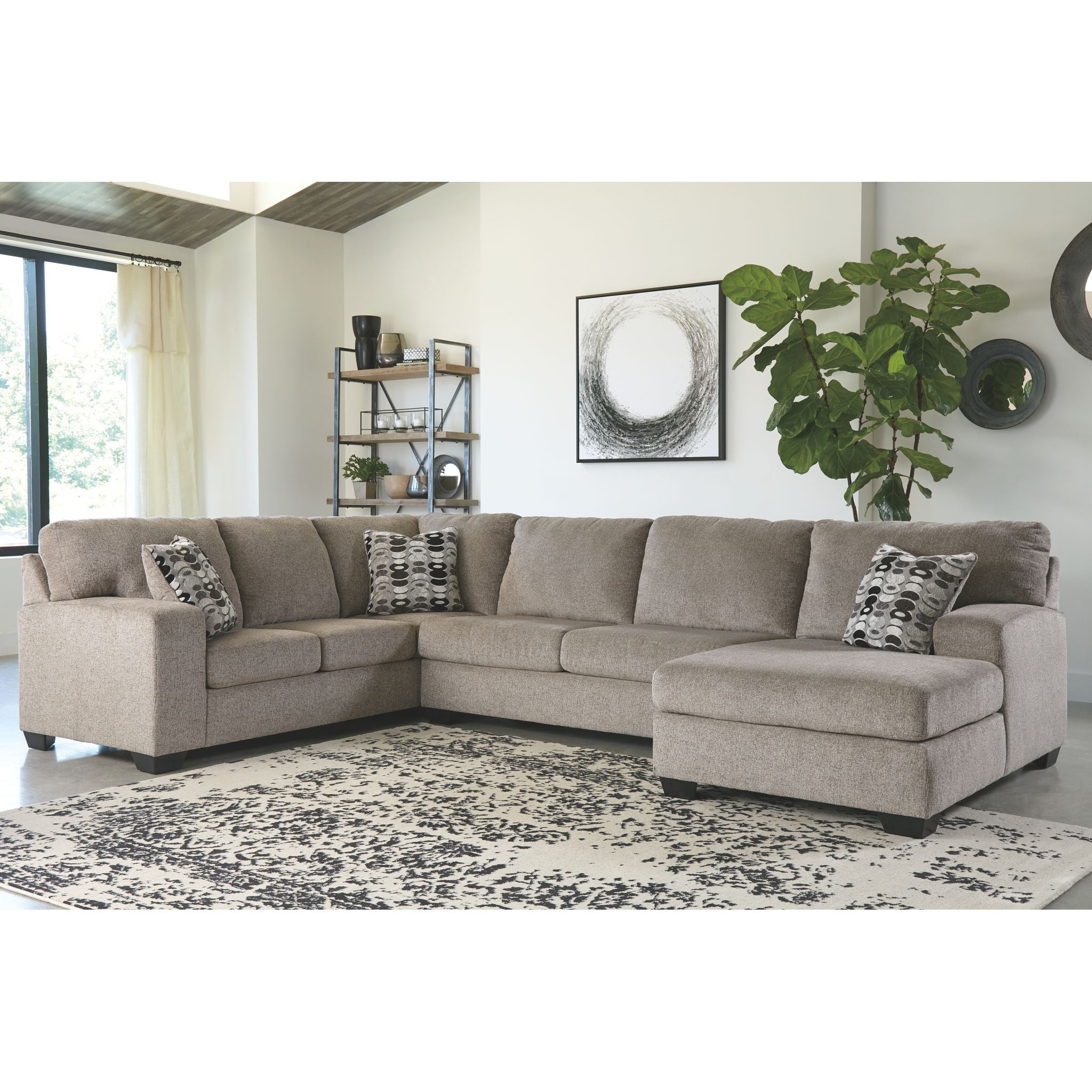 Ballinasloe 3-Piece Sectional Sofa with Chaise Lounge | Modern L-Shaped Couch for Living Room, Family Room & Apartment | Comfortable Fabric Sectional with Reversible Chaise