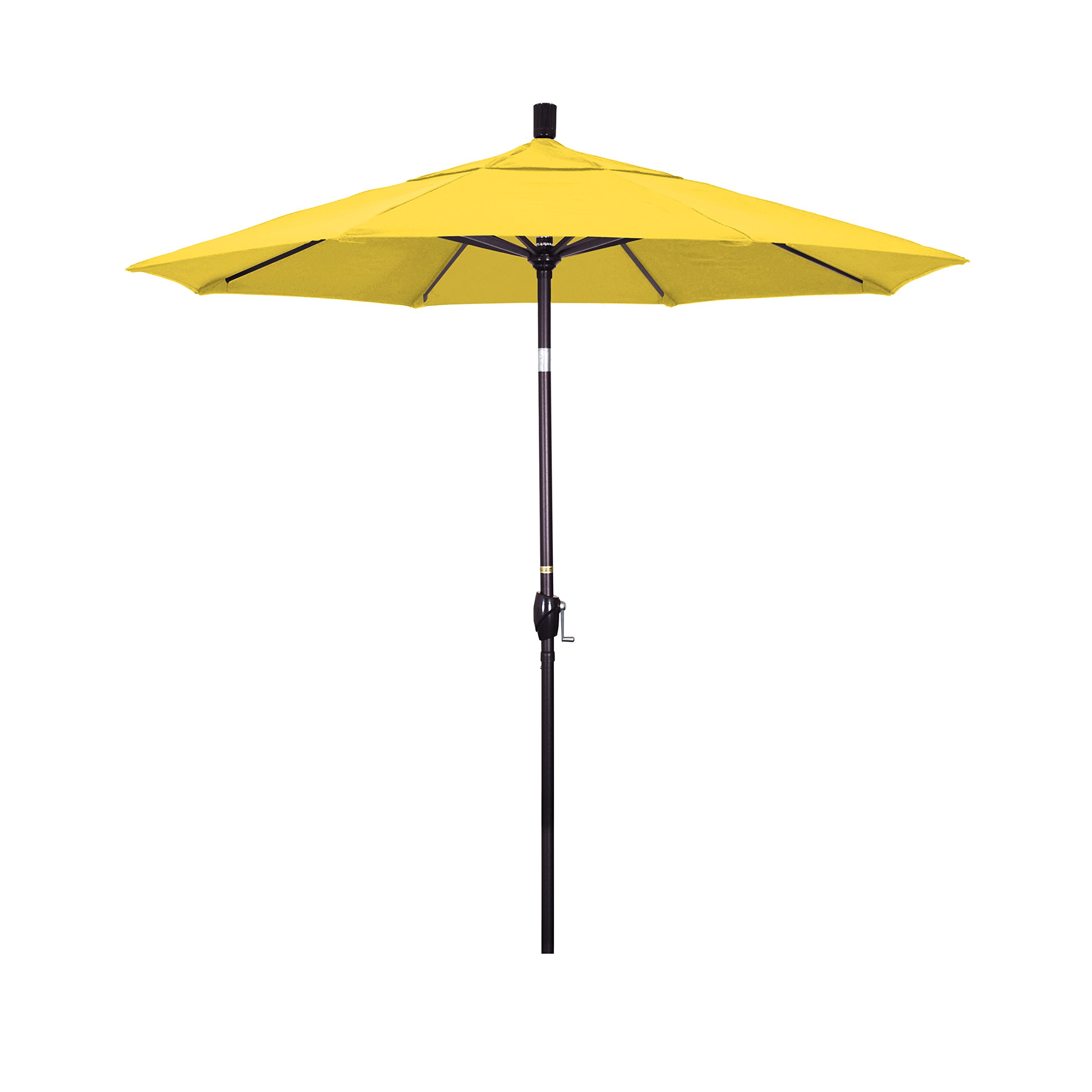 7.5' Round Aluminum Patio Umbrella with Crank Lift & Push Button Tilt - Bronze Pole & Olefin Lemon Canopy - Perfect for Outdoor Dining, Poolside Lounging, and Backyard Relaxation