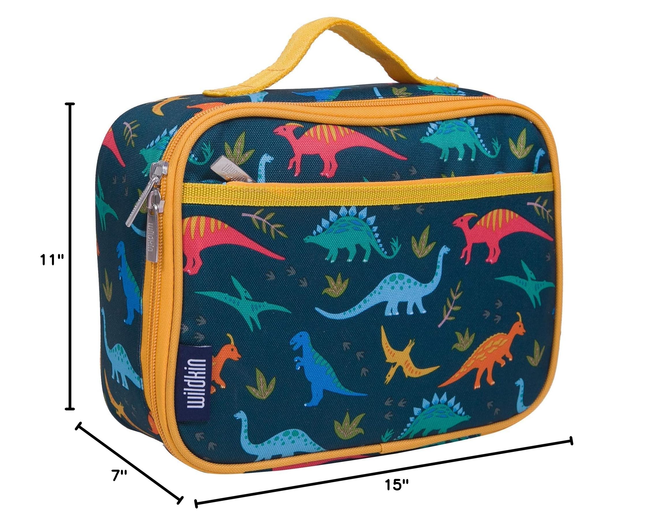 Wildkin 15 Inch Kids Backpack with Lunch Box Set - Dinosaur Theme School Backpack for Boys & Girls - Perfect for School, Travel & Outdoor Adventures (Jurassic Dinosaurs Design)