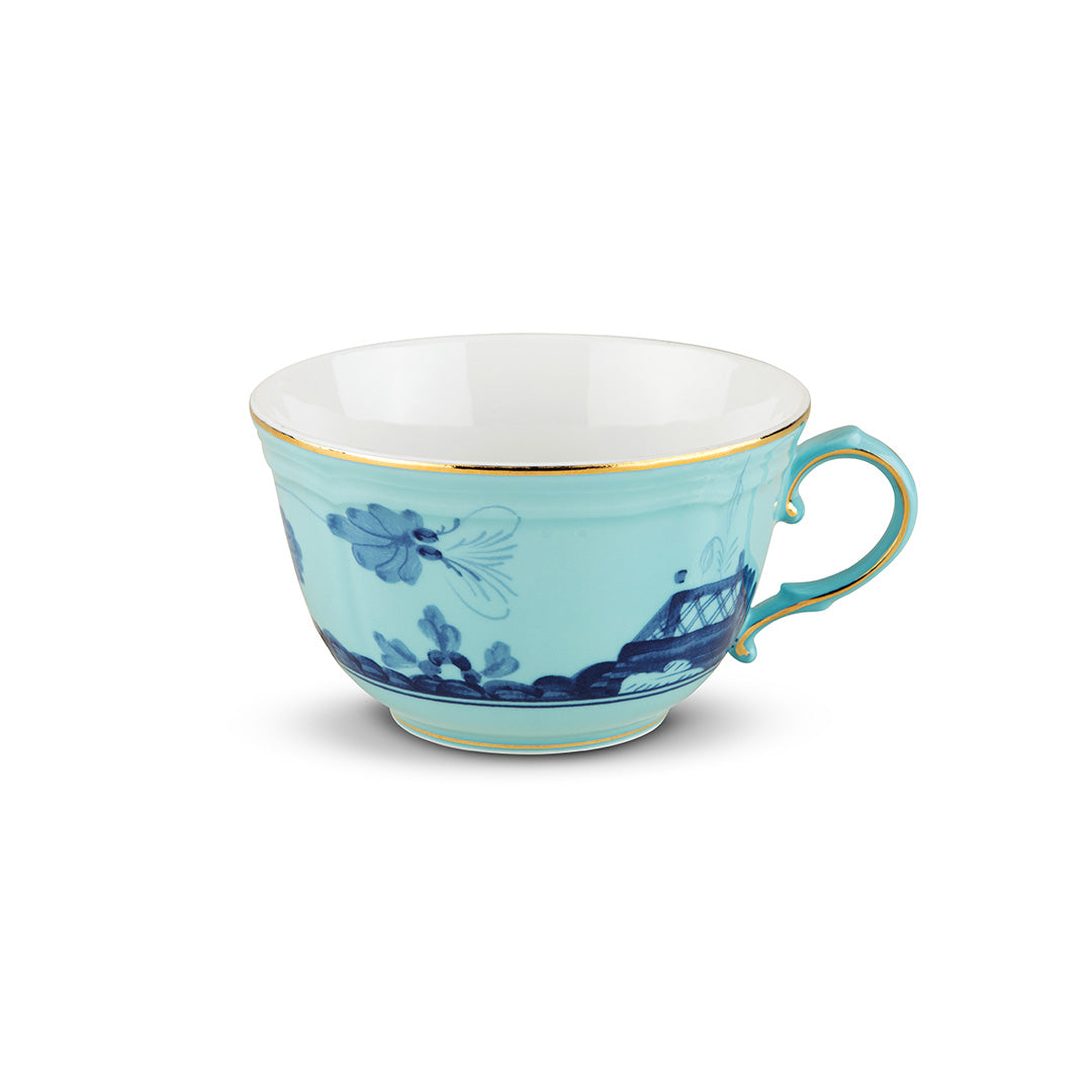 Oriente Italiano Ceramic Tea Cup with Iris Floral Design - Elegant Italian Tea Set for Afternoon Tea, Gifts & Home Decor