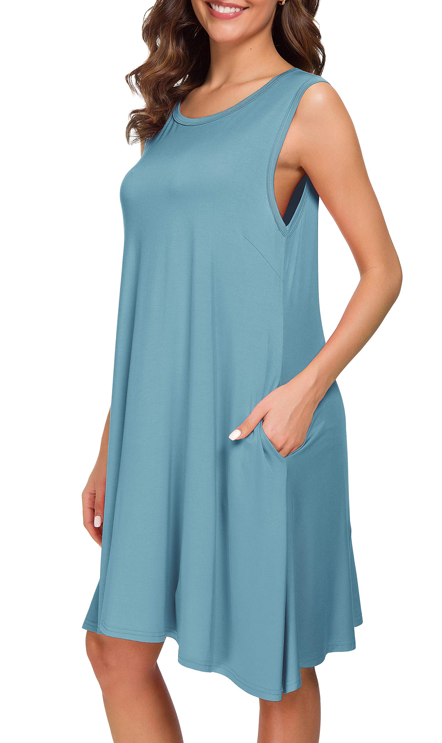 Afibi Women's Summer Sleeveless Casual T-Shirt Dress - Loose Fit Beach Cover Up Tank Dress for Vacation, Poolside & Outdoor Activities