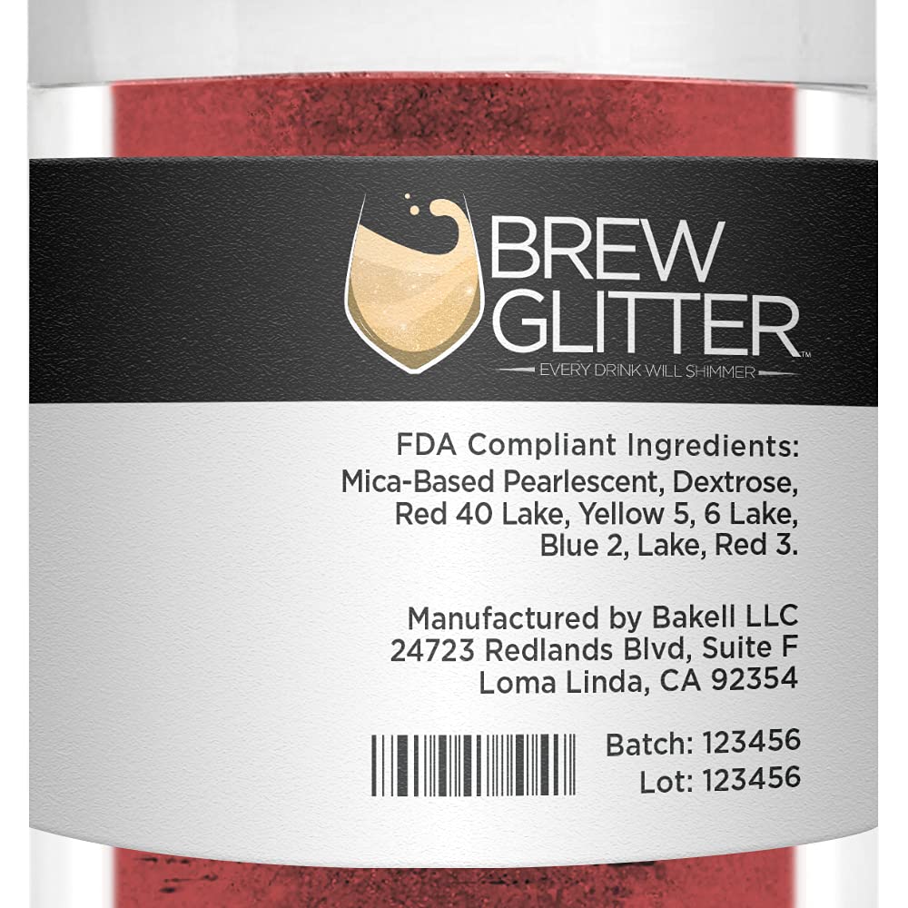 Maroon Red Edible Glitter for Drinks - KOSHER & HALAL Certified Food Grade Glitter for Cocktails, Beer & Beverage Garnish | Vegan, Gluten & Nut Free | 25g Shimmer Powder - Perfect for Party Drinks, Wedding Cocktails & DIY Cake Decorations