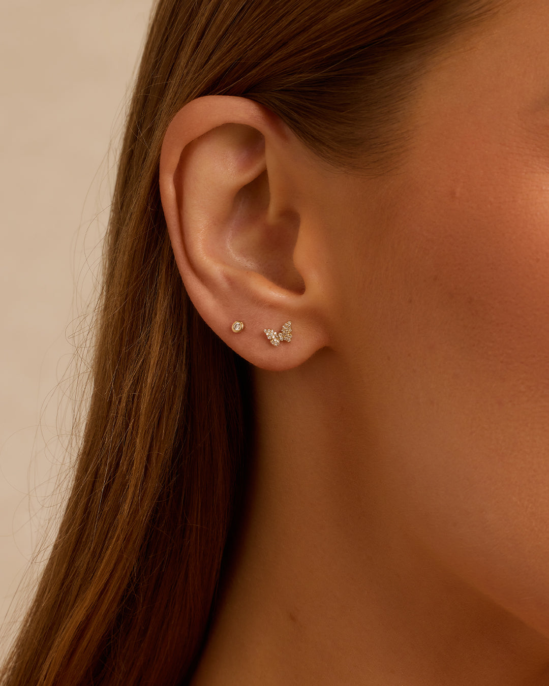Diamond Butterfly Stud Earrings for Women - 14K Gold Plated Cubic Zirconia Earrings - Elegant Gift for Her - Perfect for Parties, Weddings & Everyday Wear