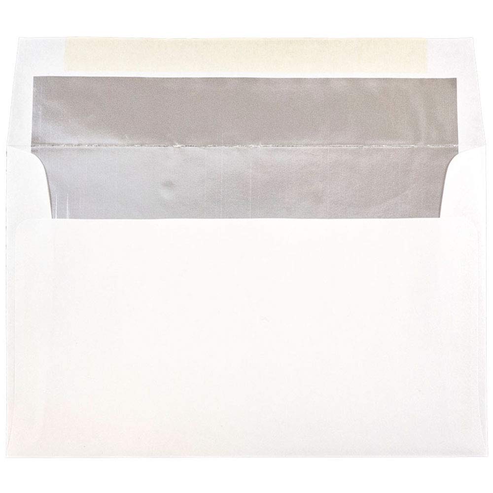 JAM PAPER A10 Silver Foil Lined Invitation Envelopes 6x9.5 Inch - Premium White Wedding & Party Stationery (500 Pack) - Perfect for Formal Events, Greeting Cards & Business Correspondence