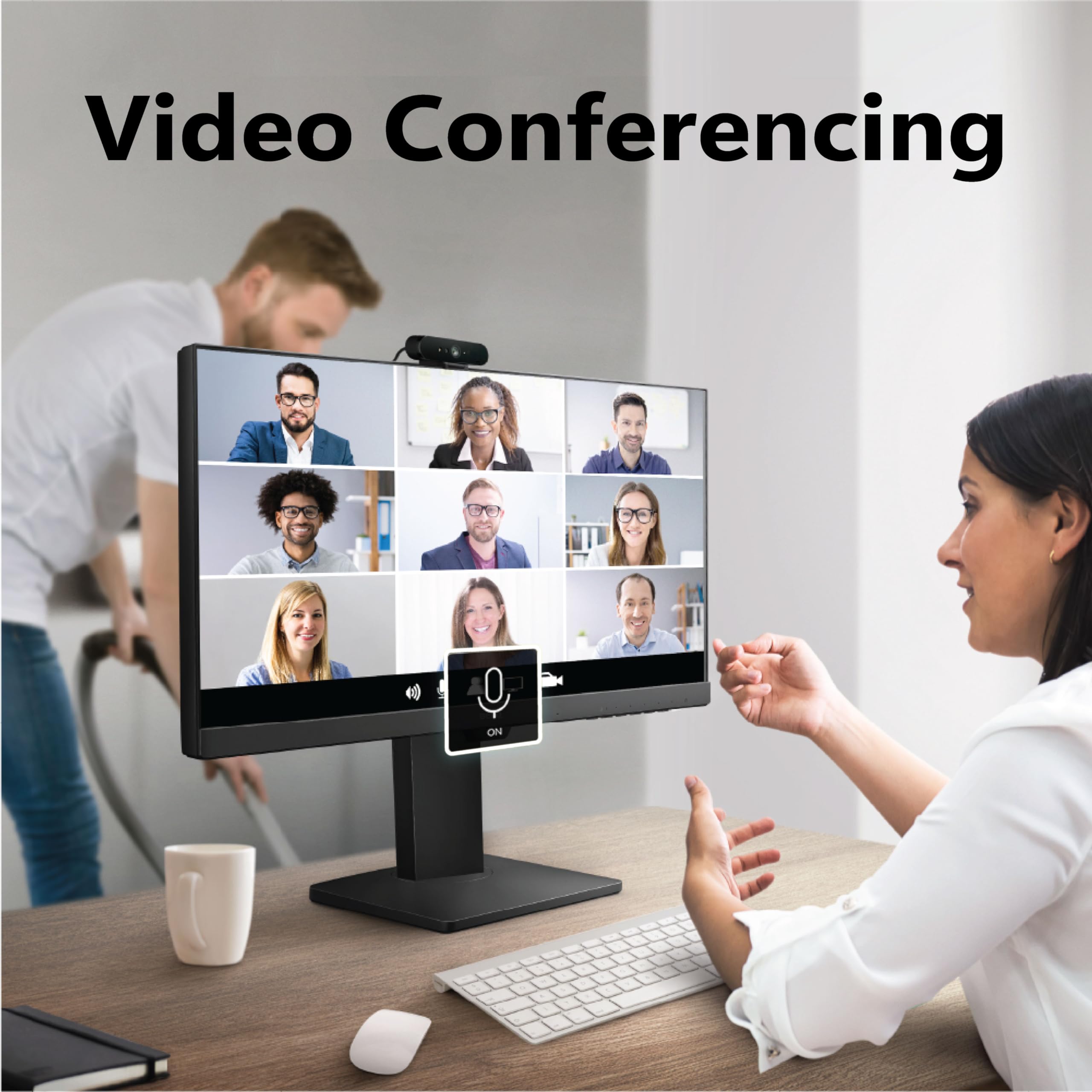 BenQ GW2485TC 24 Inch 1080p IPS Office Monitor with Eye Care Tech, Adaptive Brightness, Height & Tilt Adjustment - Built-in Speakers, Noise Cancelling Mic, Daisy Chain - DisplayPort, HDMI, USB-C - Perfect for Home Office, Coding, and Video Conferencing