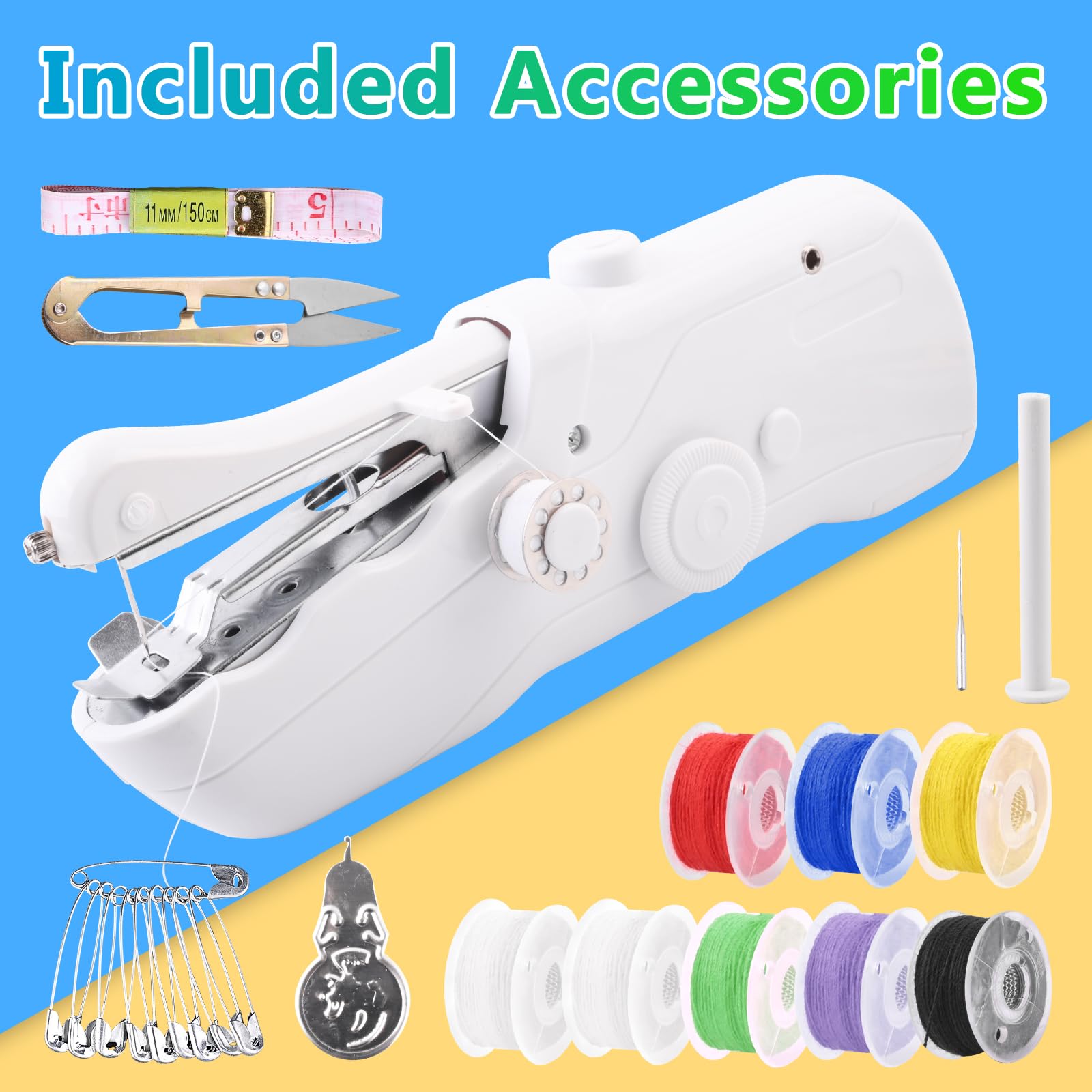 **Portable Handheld Sewing Machine for Beginners - Mini Electric Sewing Tool for Quick Stitching & Repairs - Perfect for Home, Travel, DIY Projects & Emergency Fixes**