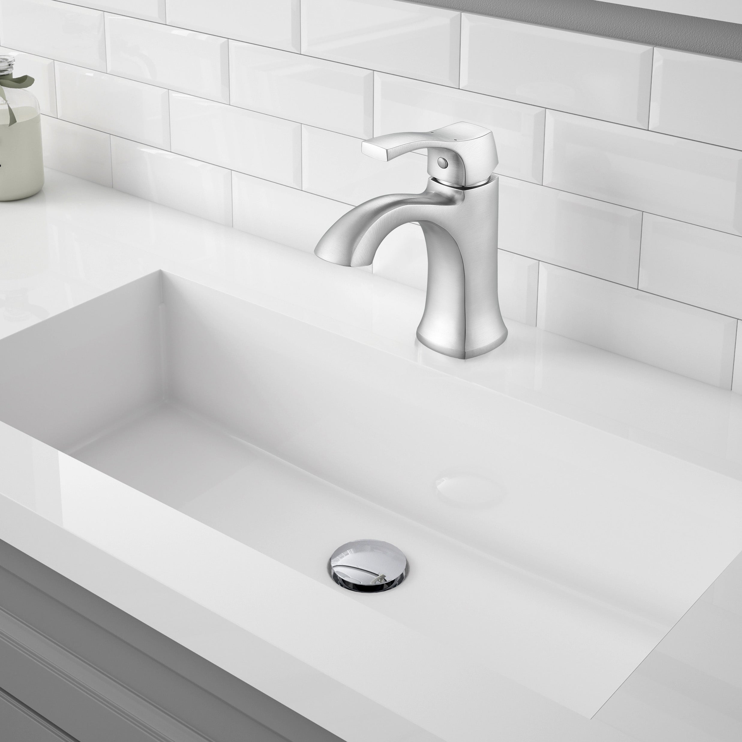 Ancona Morgan Series Single Lever Brushed Nickel Bathroom Faucet - Modern Water-Saving Design for Bathroom Sink, Vanity, and Powder Room Installation