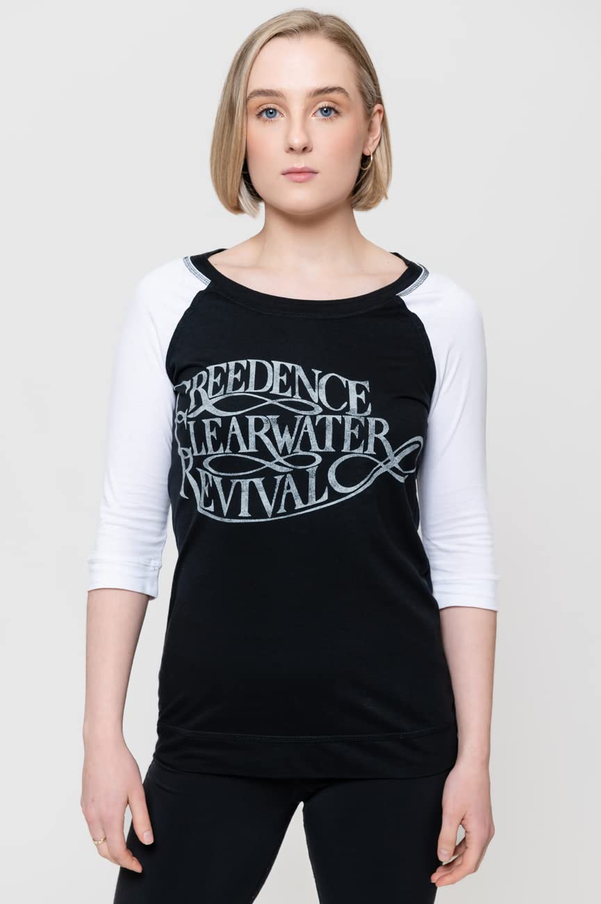Creedence Clearwater Revival Vintage Logo Junior T-Shirt - XL White | Classic Rock Band Merchandise for Concerts & Casual Wear