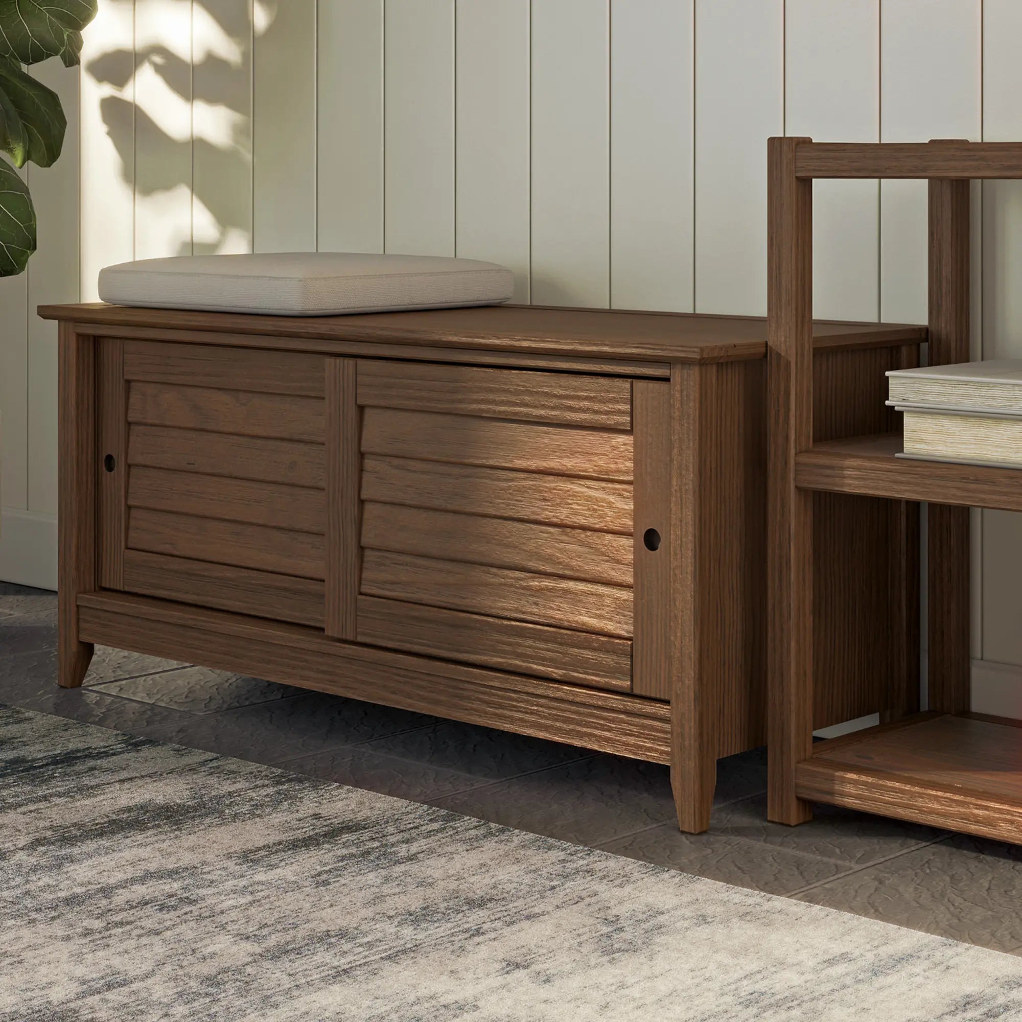 Greenport Storage Bench - Stylish and Functional Entryway Organizer with Seat | Perfect for Hallway, Living Room, and Bedroom Storage Solutions