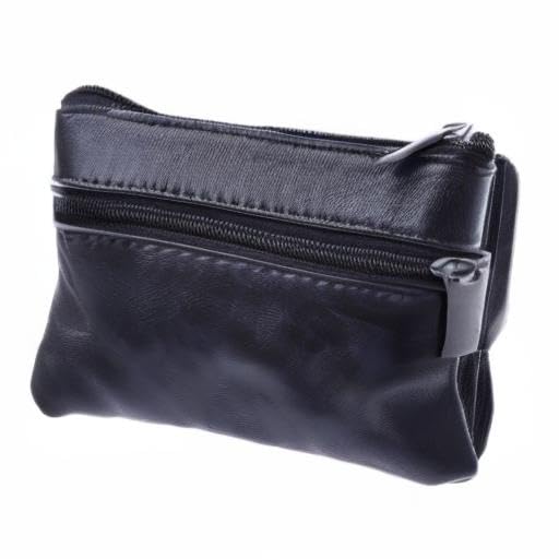 Men's Leather Coin Purse with Zipper - Slim Cash Wallet for Change, Keys & Cards - Durable Money Pouch for Everyday Use, Travel & Gifts