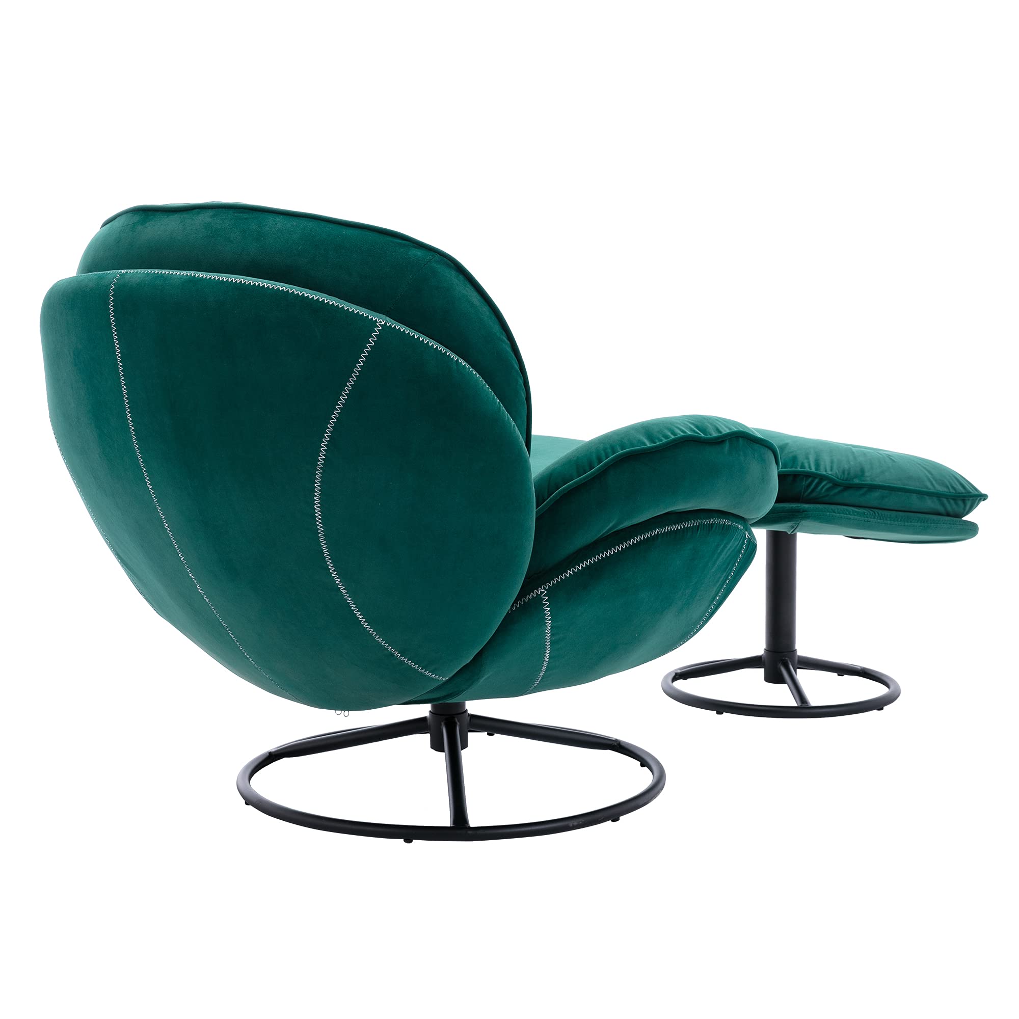 Velvet Swivel Accent Chair with Ottoman - Modern Lounge Chair with Footrest, Comfortable TV Chair with Sturdy Metal Base for Bedroom, Living Room & Home Office (Green) - Perfect for Relaxing, Reading & Entertaining Guests