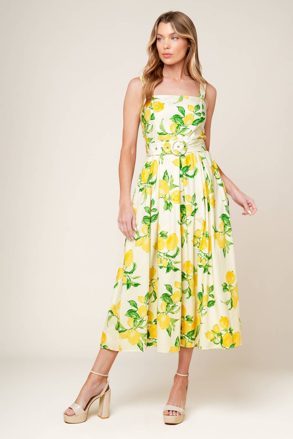LEMONADE PERFECTION MIDI DRESS - Flowy Summer Dress for Women, Perfect for Beach Vacations & Date Nights