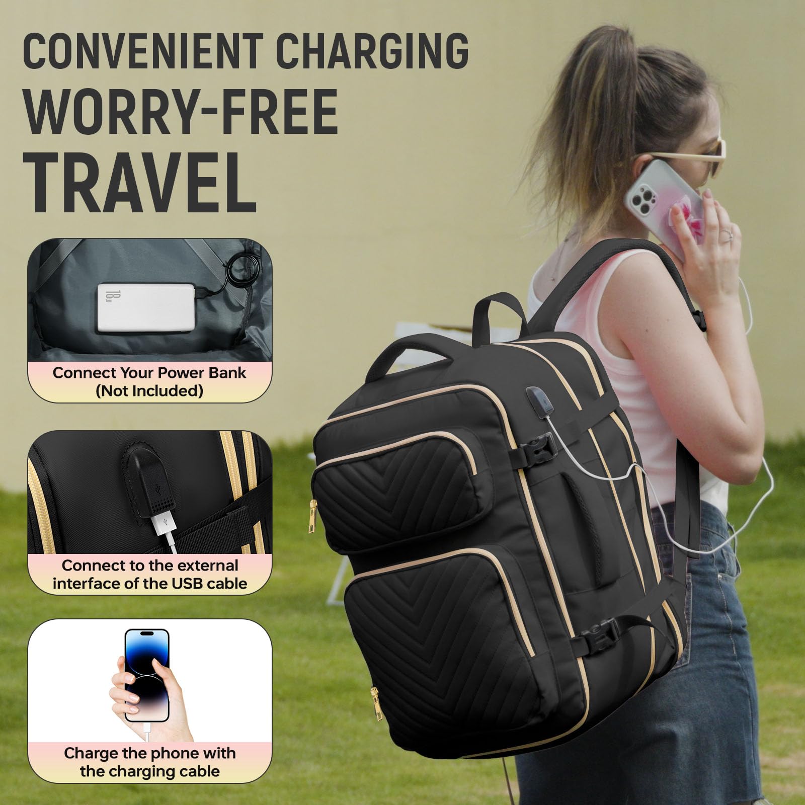 Expandable 17.3 Inch Travel Backpack for Women & Men - TSA Approved Carry On Backpack, Large Weekender Bag with Laptop Compartment - Perfect for Business Travel, Camping, Hiking & Airplane Use