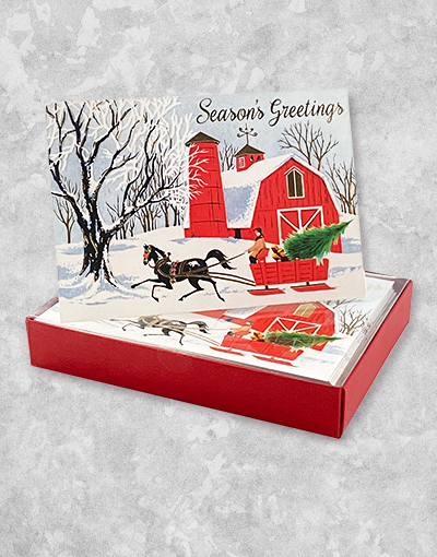 Greetings From The Farm - 15 Count Boxed Christmas Cards for Holiday Wishes, Farmhouse Decor & Festive Greetings