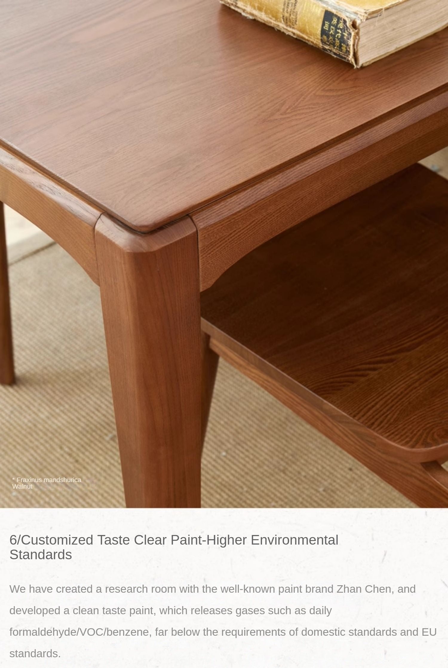 Premium Black Walnut & Ash Solid Wood Modern Nordic Dining Table - Elegant Light Luxury Design for Home, Restaurant, and Office Use