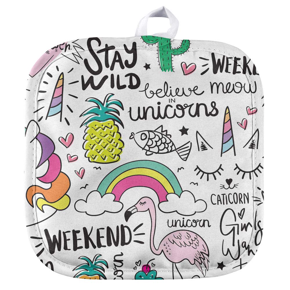 Stylish and Heat-Resistant Weekend Fun Pattern Pot Holder for Indoor/Outdoor Kitchen, BBQ, and Camping - Perfect for Cooking, Grilling, and Hosting Parties
