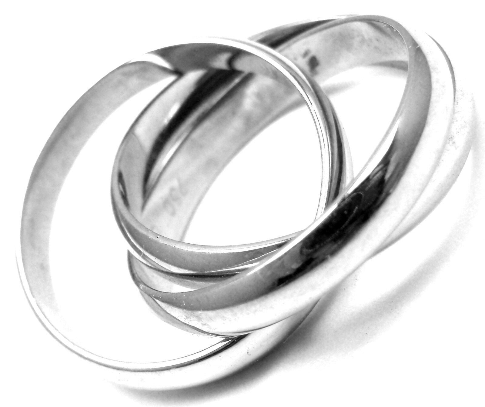 Authentic Cartier 18k White Gold Trinity Band Ring - Size 53 (US 6.25) - Luxury Wedding Band, Anniversary Gift & Everyday Jewelry for Women