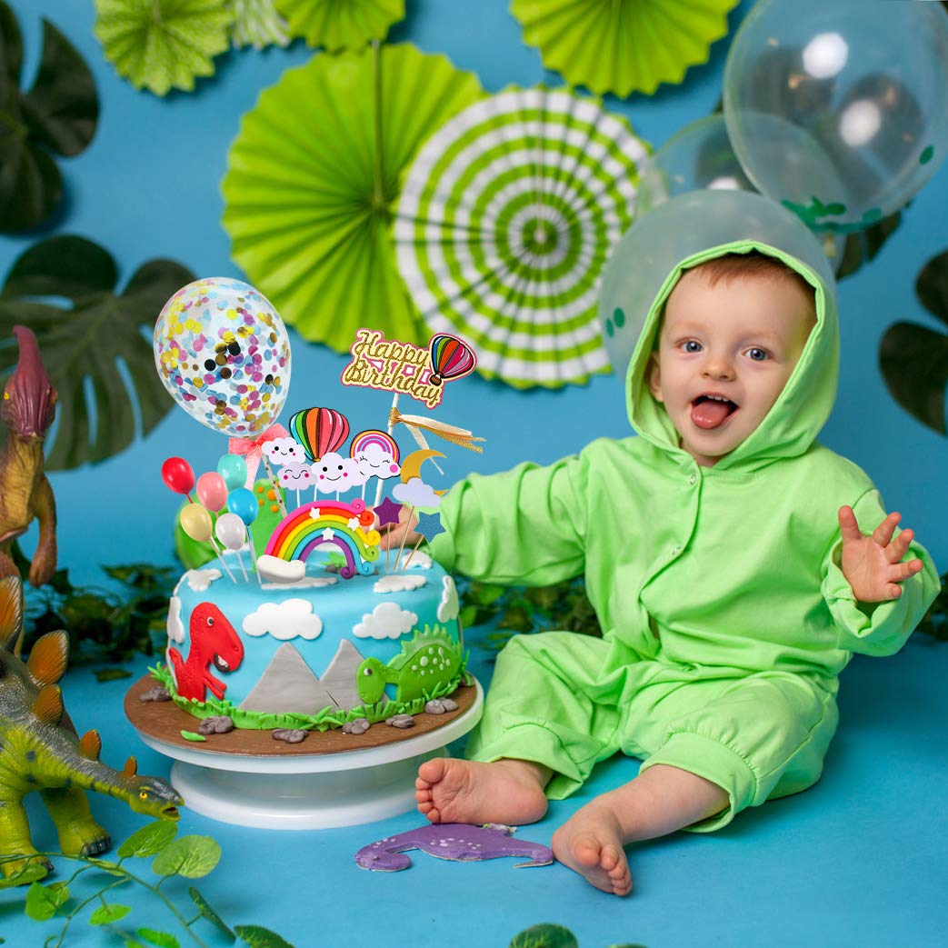 MOVINPE Happy Birthday Cake Topper - Rainbow Cloud & Confetti Balloons Decorations for Boys Girls Kids Birthday Parties | Perfect for Birthday Cakes, Cupcakes, Dessert Tables & Party Decorations
