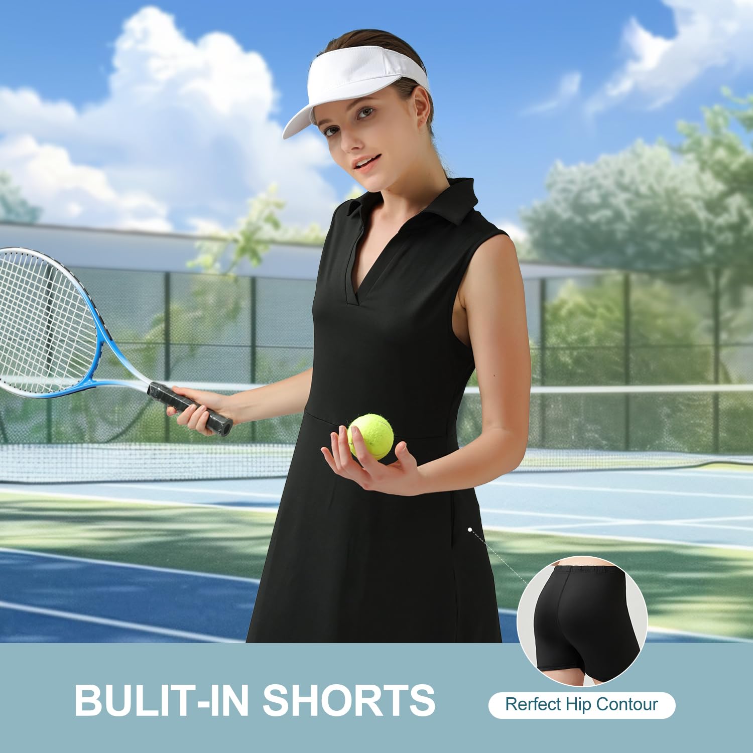 Women's Athletic Dress for Golf & Tennis - Sleeveless Workout Dress with Built-in Shorts | Perfect for Sports, Gym & Outdoor Activities