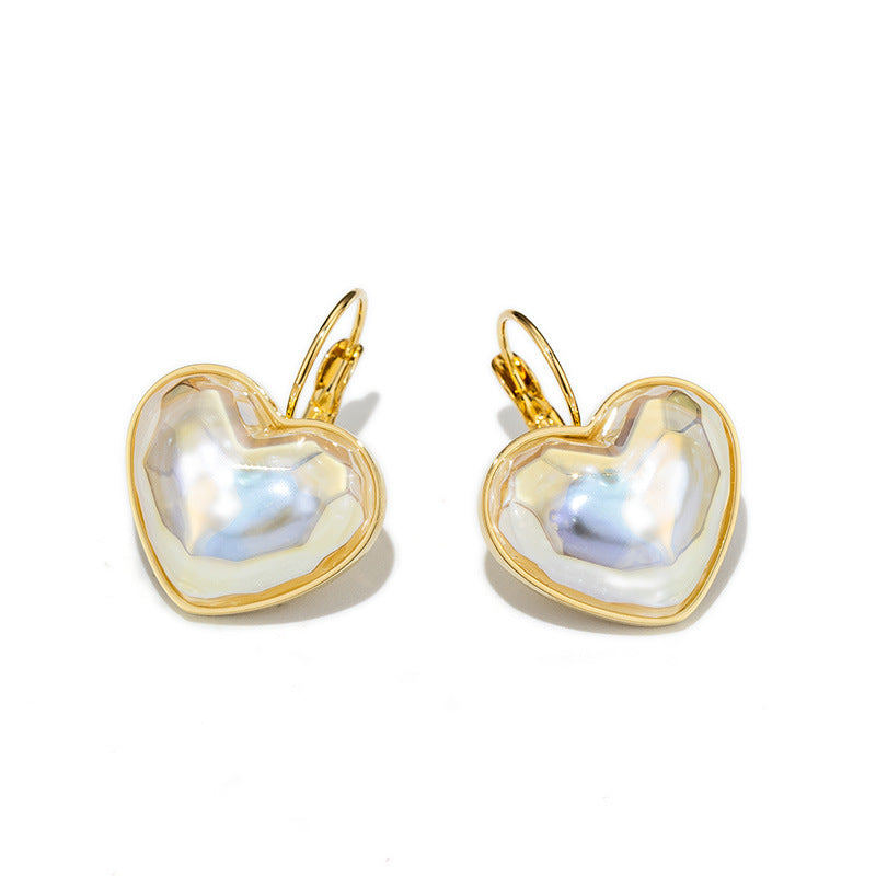 Dainty Puffed Heart Pearl Level Back Hoop Earrings for Women | A7403 | Elegant Jewelry for Date Night, Wedding & Special Occasions