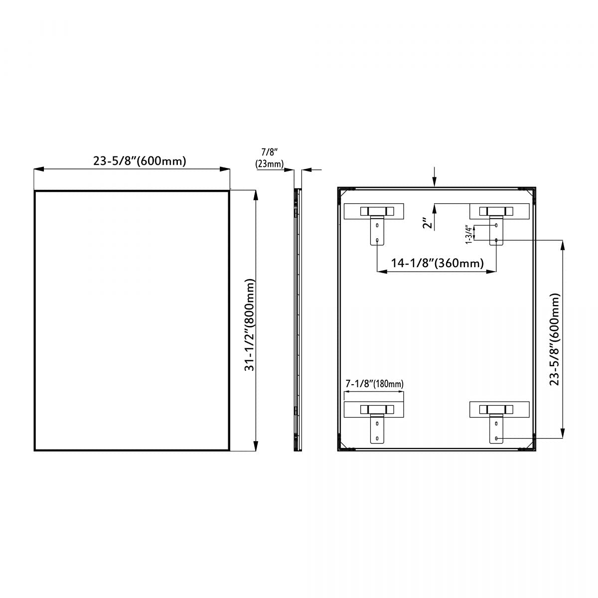 Modern Rectangular Bathroom Mirror with Slim Metal Frame - Black Vanity Wall Mirror for Home Decor | Perfect for Bathrooms, Bedrooms, and Entryways | Model 5004 2431 10