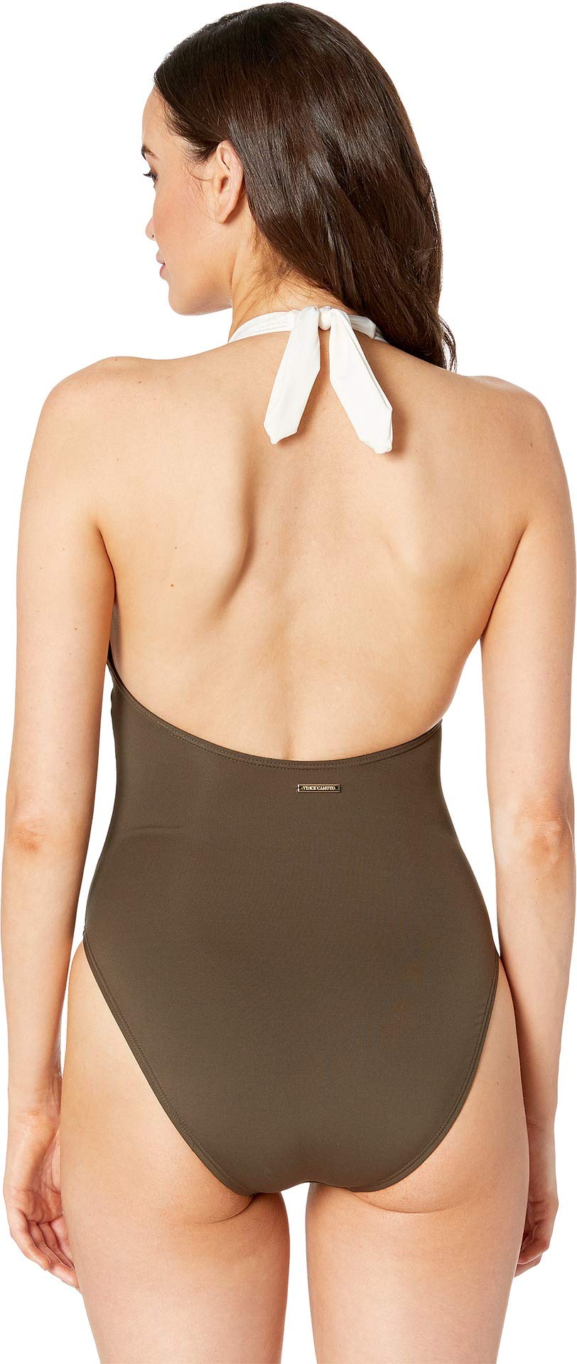 Vince Camuto Women's Color Block Halter One-Piece Swimsuit - UPF 50+ Sun Protection, Bonsai 14 - Perfect for Beach Vacations, Pool Parties & Summer Getaways