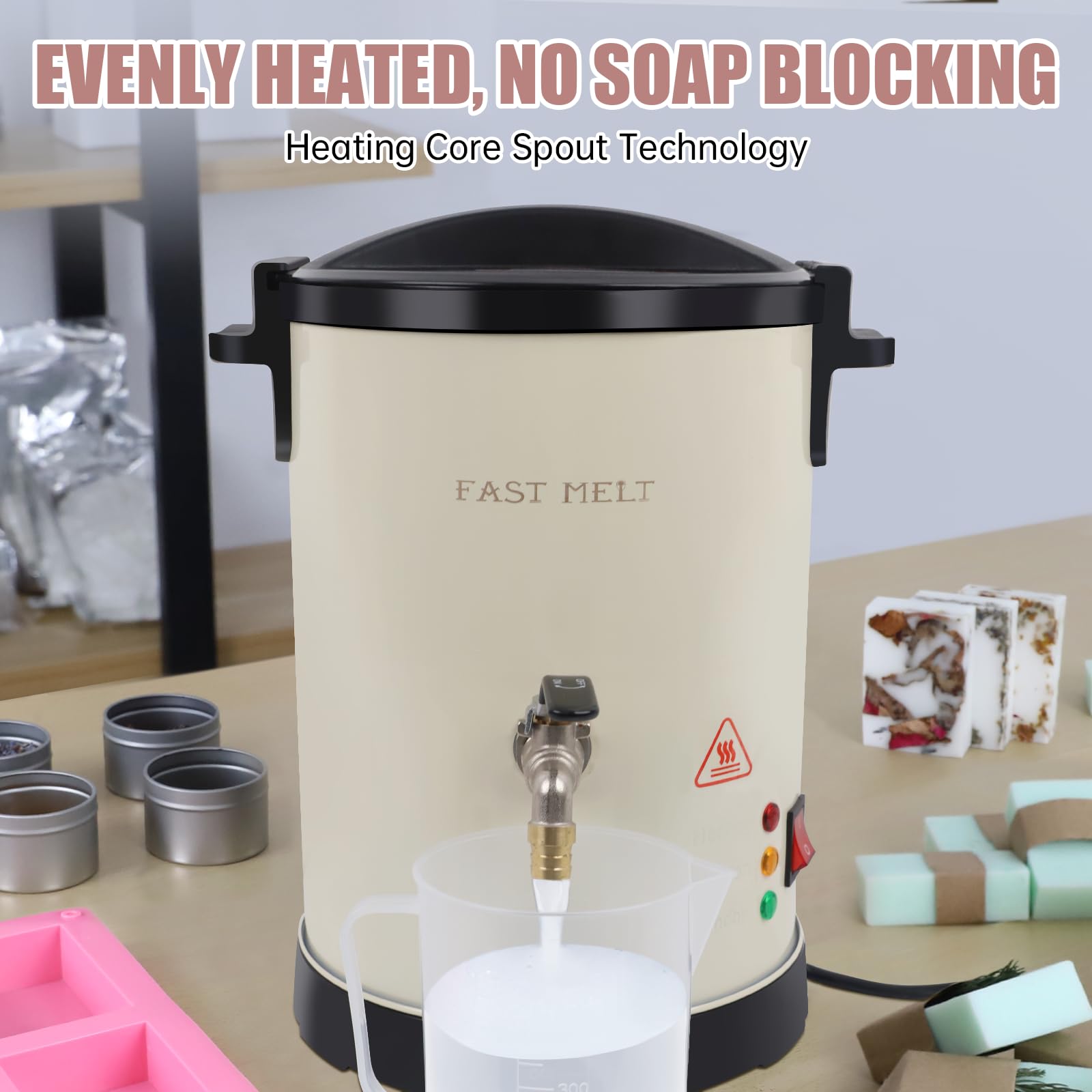 6Lbs Fast Melt Soap Base Melter with Temperature Control - DIY Soap Making Kit for Homemade Soap Business, Quick Pour Spout, Easy to Clean - Perfect for Crafting Handmade Soaps, Lotions & Candles at Home or Small Business
