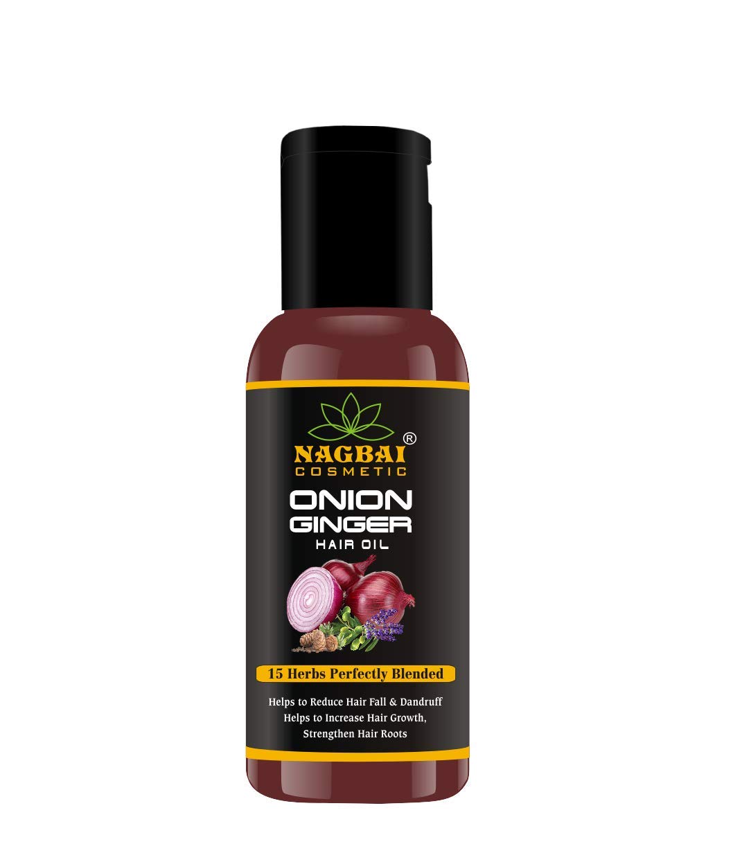 Nagbai Onion Ginger Hair Oil - Natural Chemical-Free Treatment for Smooth & Soft Hair - Promotes Hair Growth & Reduces Hair Fall - Perfect for Daily Hair Care & Scalp Massage