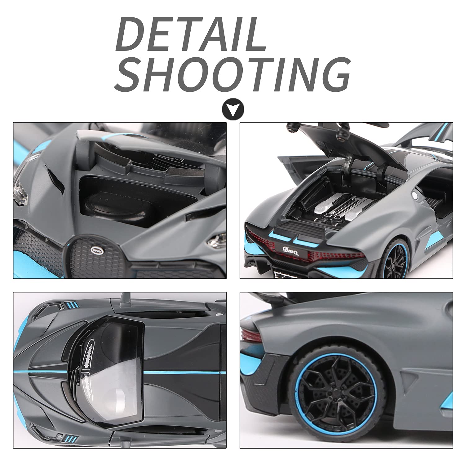 1:32 Bugatti Divo Zinc Alloy Pull Back Toy Car with Lights & Music - Diecast Model Vehicle for Kids Collection, Boys Gift, Home Office Decoration | Great for Birthday Presents, Car Enthusiasts & Young Collectors