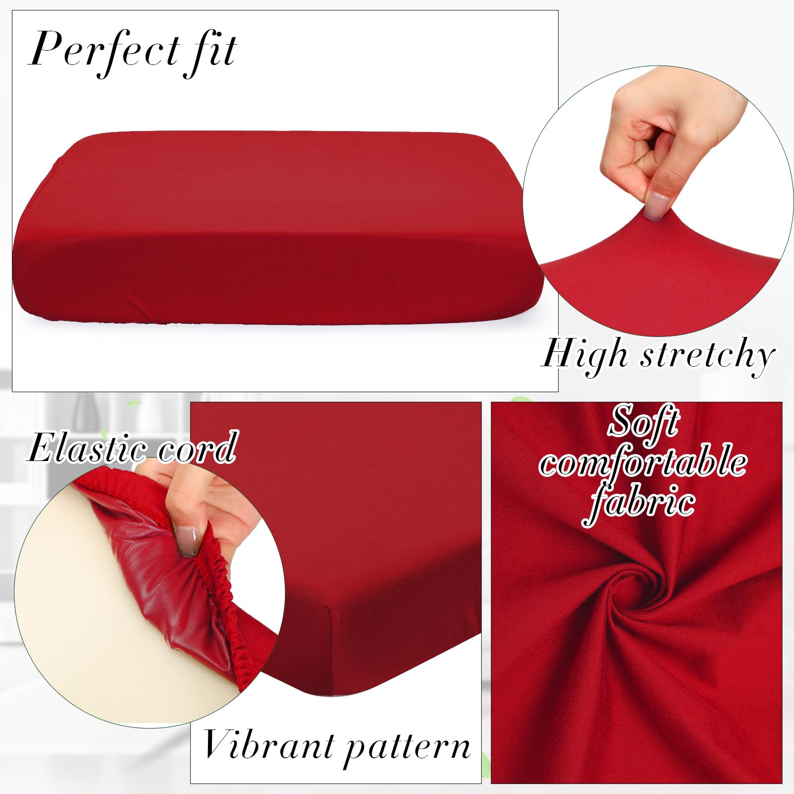 8Pcs Stretch Patio Cushion Covers - Waterproof Outdoor Sofa Slipcovers Set, Washable Furniture Replacement Covers for Chair, Couch & Seat (Burgundy) - Perfect for Backyard, Deck & Poolside Lounging