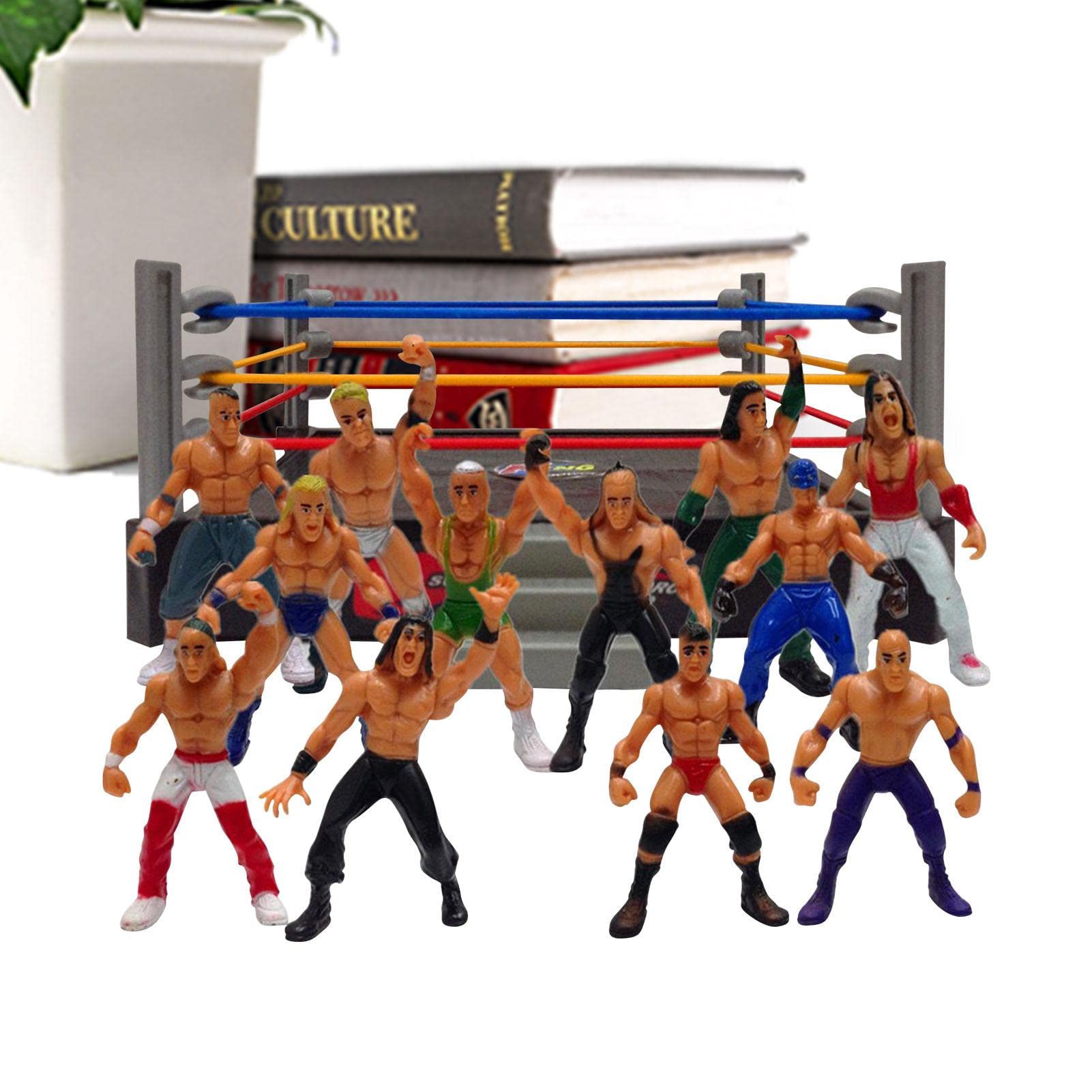 IDIDOS Wrestling Action Figures Set - Durable PP Wrestler Toys with Ring, Shatterproof Warrior Figures for Kids & Boys - Perfect for Birthday Gifts, Role Play and Wrestling Matches at Home