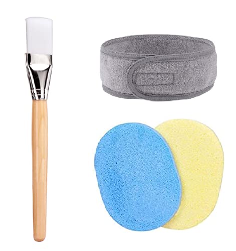 Nyamah Professional Facial Cleansing Brush Set with Soft Bristles, Sponge & Headband - 4-Piece Beauty Tools Kit for Deep Pore Cleansing at Home & Salon - Perfect for Daily Skincare & Spa Treatments