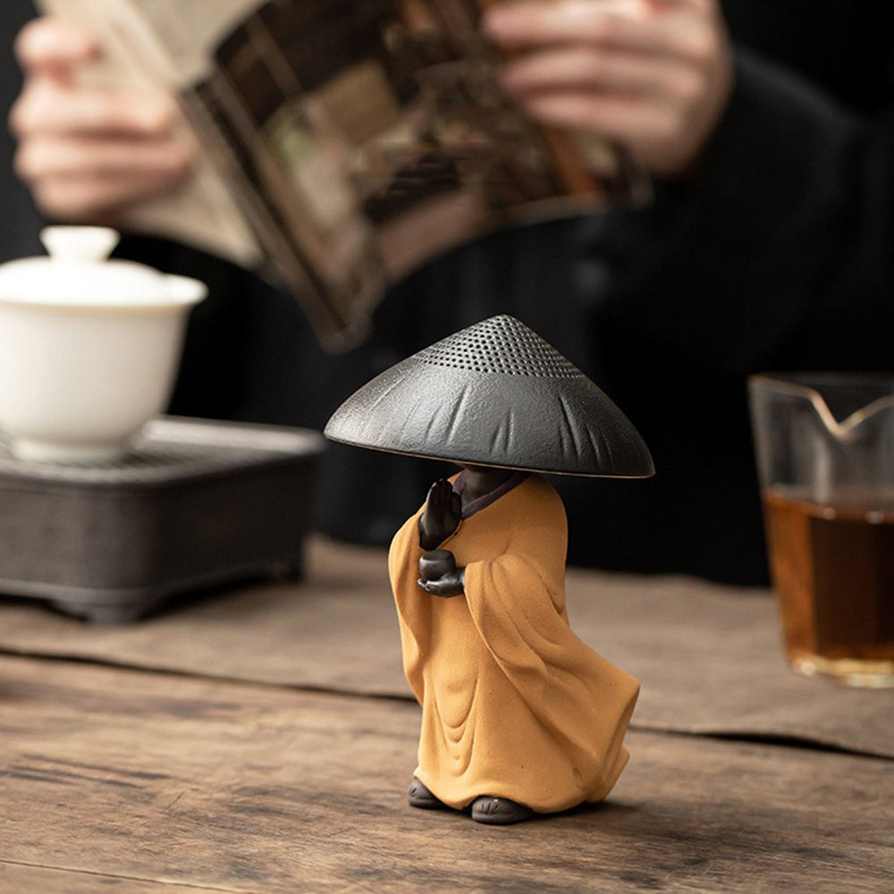 Zen Little Monk Hat Tea Strainer - Premium Ceramic Tea Infuser for Loose Leaf Tea - Perfect for Tea Lovers, Meditation & Relaxation Gifts
