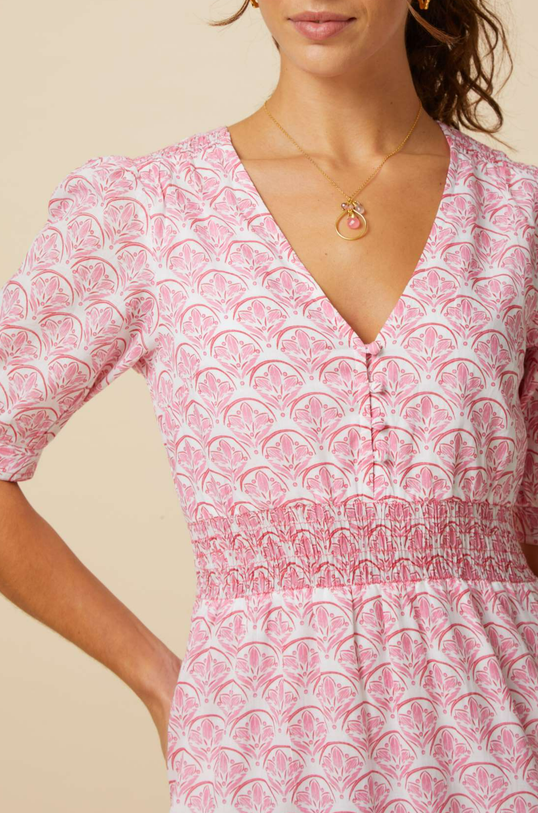Billie Short Sleeve Dress for Women - White & Pink Floral Summer Dress | Perfect for Beach, Vacation & Casual Outings