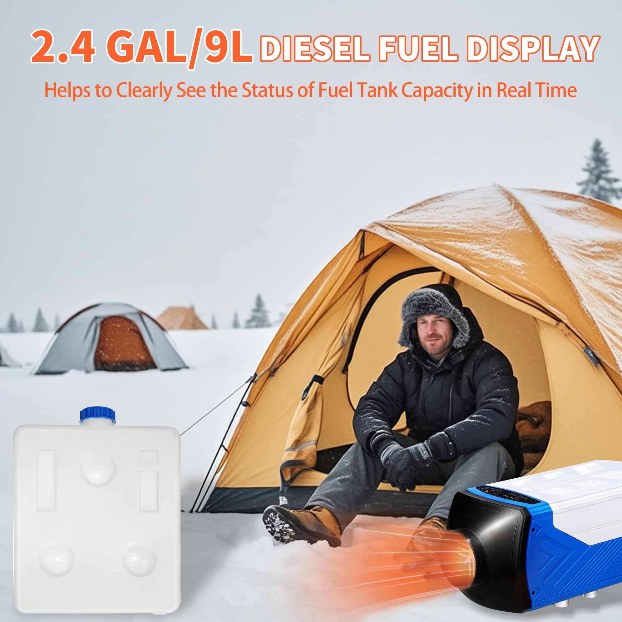 8.3KW Diesel Heater with Bluetooth & LCD Panel - 12V/24V Portable Air Heater for Cars, Vans, RVs, Trucks & Indoor Spaces - Efficient Heating Solution for Winter Camping, Road Trips & Garage Workshops