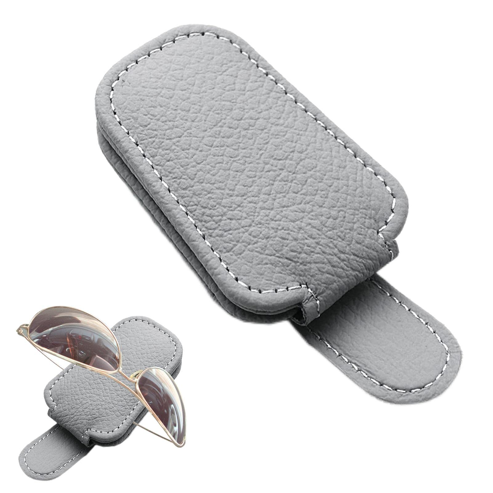 Magnetic Leather Car Visor Sunglass Holder & Ticket Clip - Universal Car Accessories for Men & Women - Perfect for Driving, Road Trips and Daily Commute