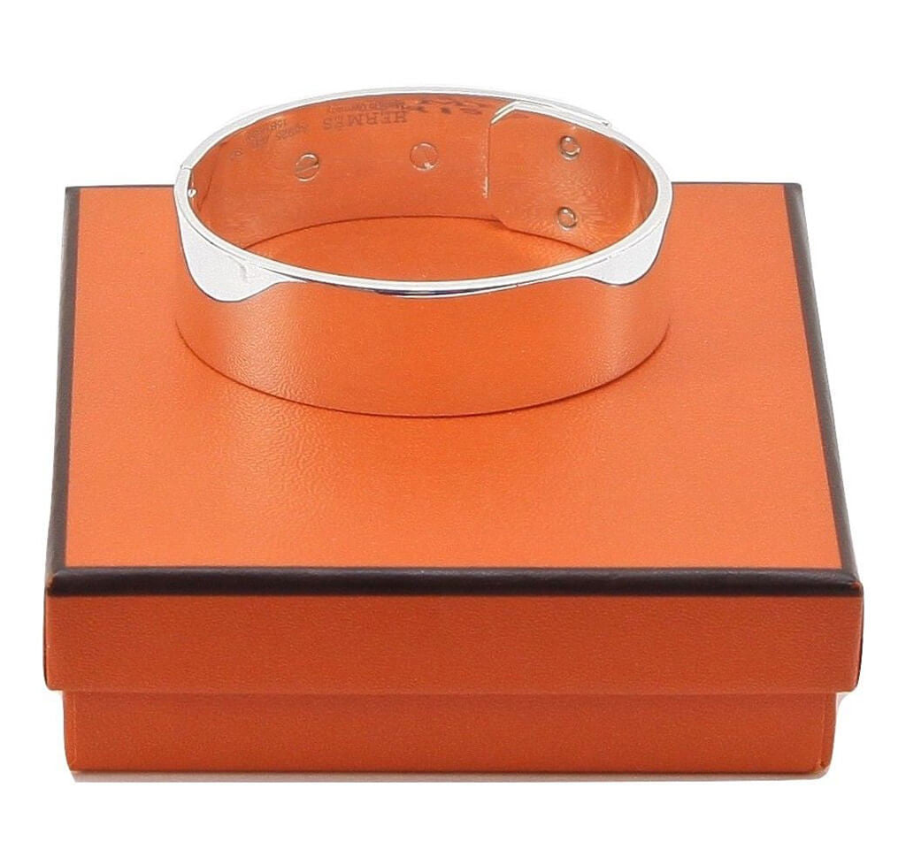 Hermès Collier de Chien Small Sterling Silver Bracelet - Luxury Dog Chain Link Bangle for Women, Perfect for Parties & Special Occasions