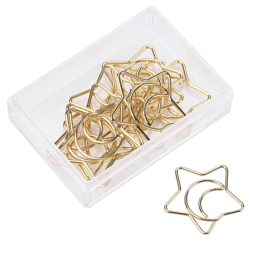 Starmoon Shaped Paper Clips - Colorful Plastic Coated Electroplating Bookmark Clips for Office, School & Document Organization | Fun Stationery Supplies for Students & Professionals | Perfect for Notebooks, Planners & File Sorting