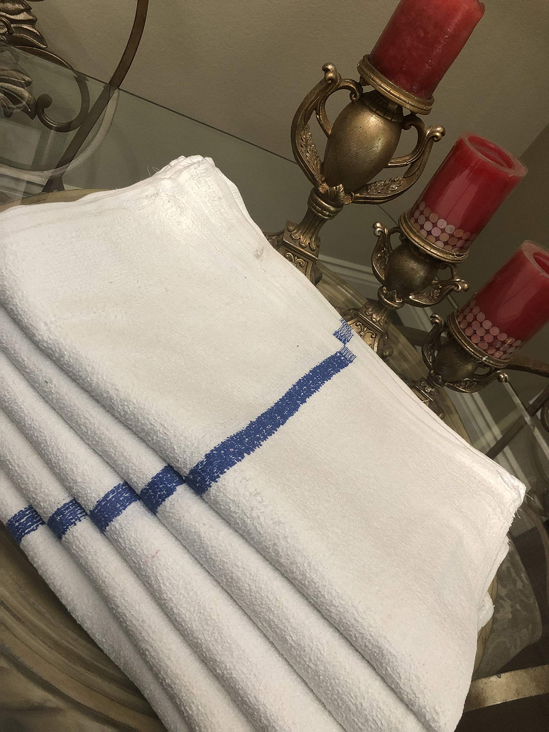 60-Pack Premium Striped Bar Mop Towels - Super Absorbent Kitchen Cleaning Cloths, Dish Towels & Shop Rags (Blue) - Ideal for Restaurants, Bars, Home Kitchens & Commercial Cleaning