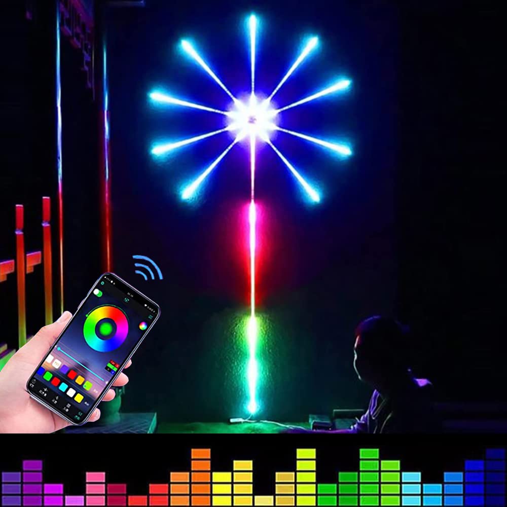 Smart Firework LED Strip Lights - Bluetooth & App Controlled, Sound Activated RGB Light Strips with Remote for Bedroom, Party, Bar, Dorm Wall Decoration | Perfect for Holidays, Festivals & Mood Lighting