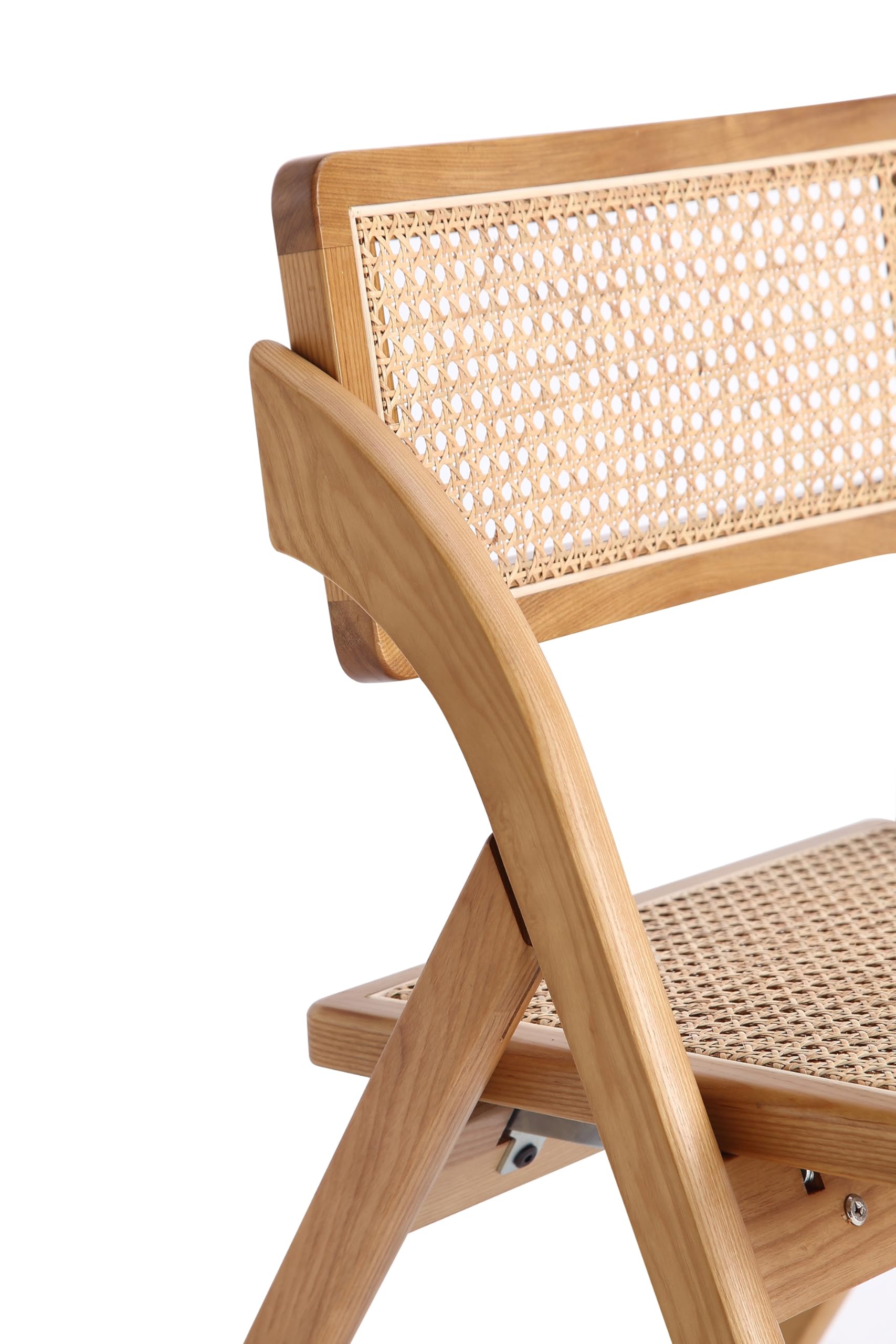 Manhattan Comfort Lambinet Folding Rattan Wicker Cane Side Chair - Set of 2 Natural Outdoor Dining Chairs for Patio, Restaurant, Bistro | Perfect for Garden, Poolside & Small Space Dining