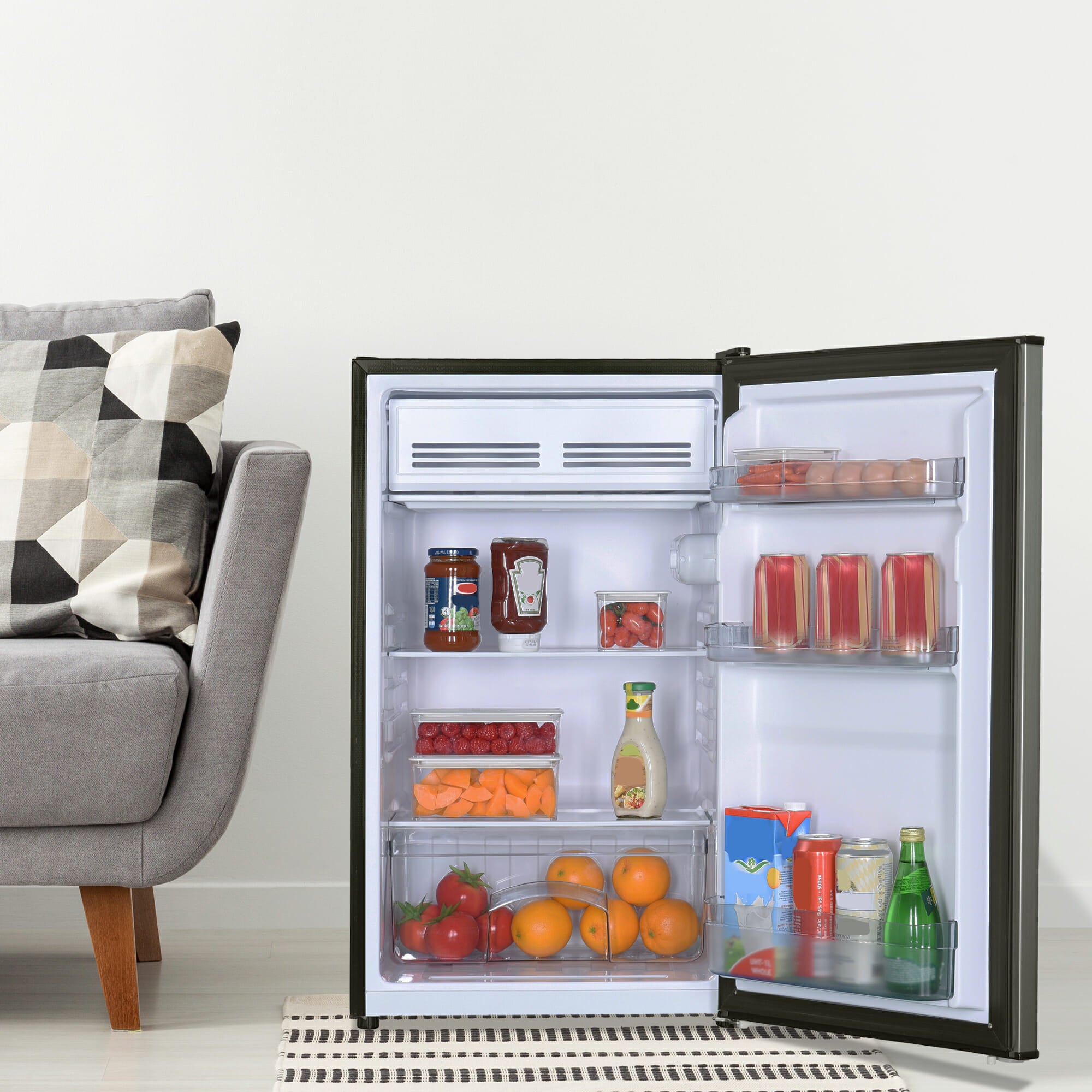 Danby DCR044B1SLM 4.4 cu. ft. Compact Refrigerator - Stainless Steel Mini Fridge for Dorm, Office, Bedroom & Small Spaces - Energy Efficient & Quiet Cooling